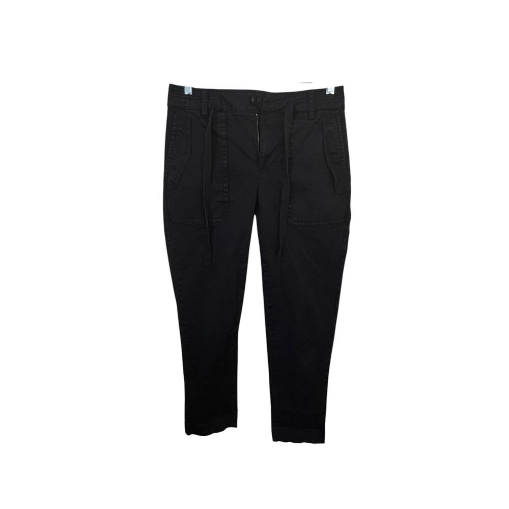 VINCE Crop Utility Pants Women’s Sz 4 Dark Laurel Green Drawstring Straight Leg - Picture 2 of 11